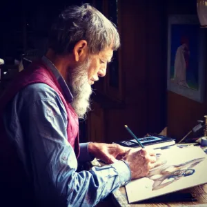 man, artist, drawing, menggambar