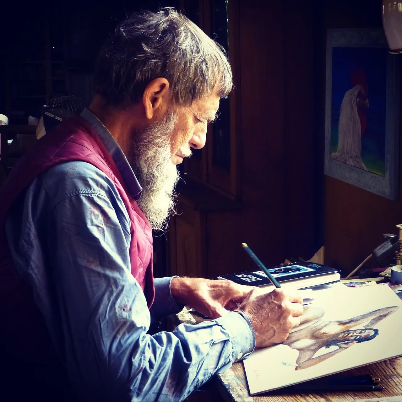 man, artist, drawing